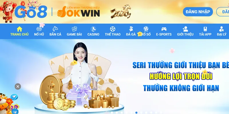 Vào trang chủ Go8 trên PC hoặc Mobile